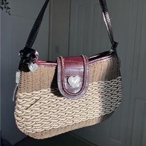 Brown and Cream Woven Shoulder Bag